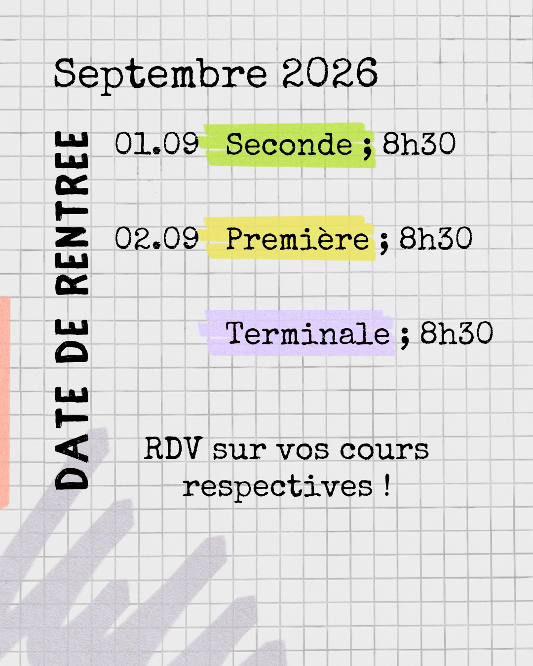 DATES RENTREE SCOLAIRE 2026 P1