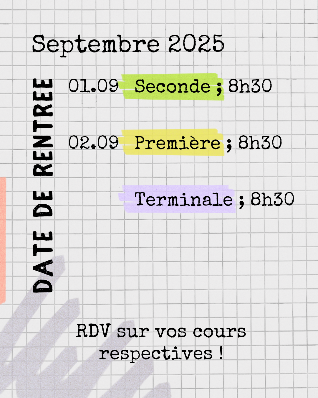 Rentrée scolaire dates